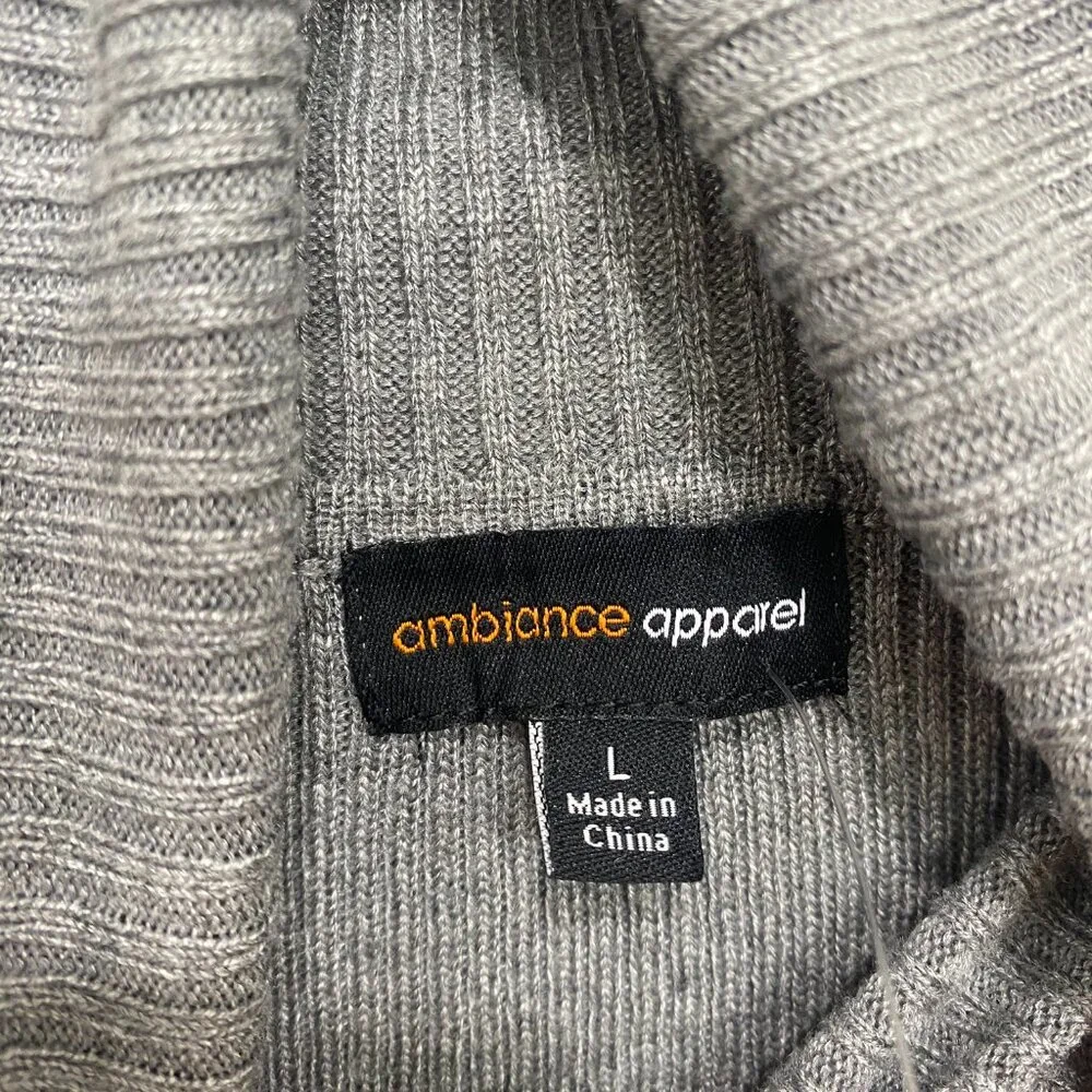 Ambiance Apparel Grey Ribbed Turtleneck Sweater Large - Picture 5 of 5